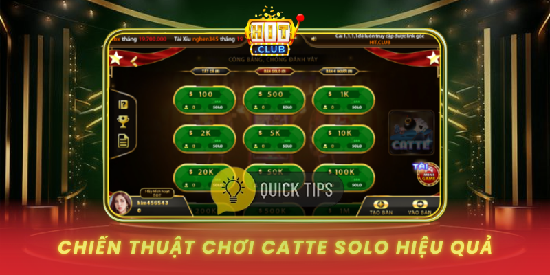Catte Solo - Trải Nghiệm Chơi Bài Đỉnh Cao Tại HitClub 3 Chien Thuat Choi Catte Solo Hieu Qua